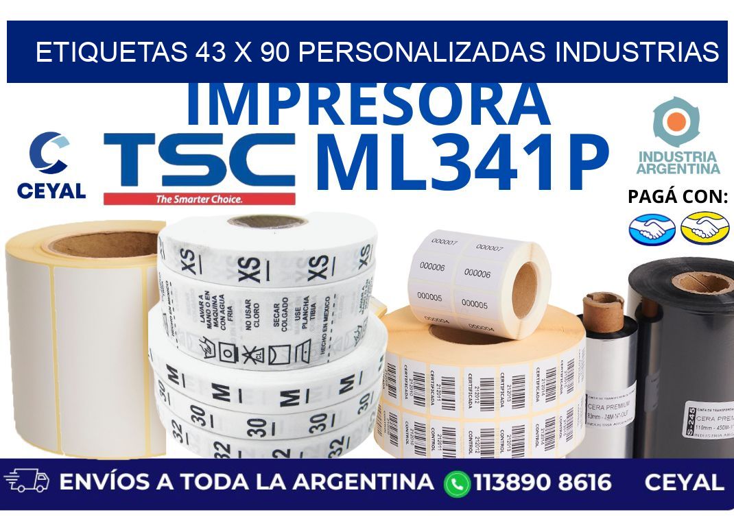 etiquetas 43 x 90 personalizadas industrias