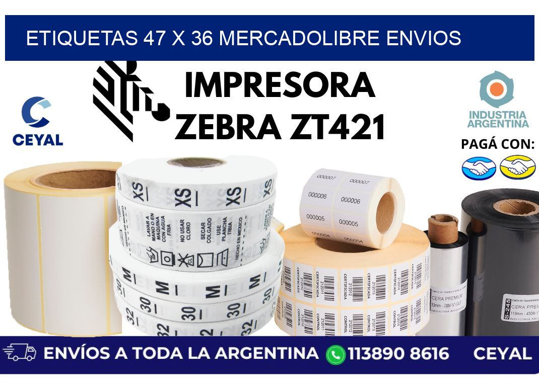 etiquetas 47 x 36 mercadolibre envios