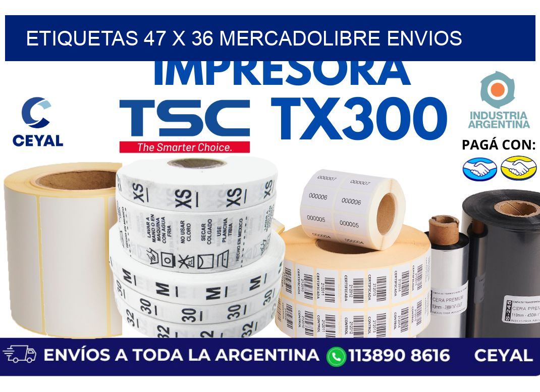etiquetas 47 x 36 mercadolibre envios