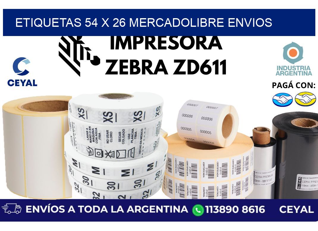 etiquetas 54 x 26 mercadolibre envios