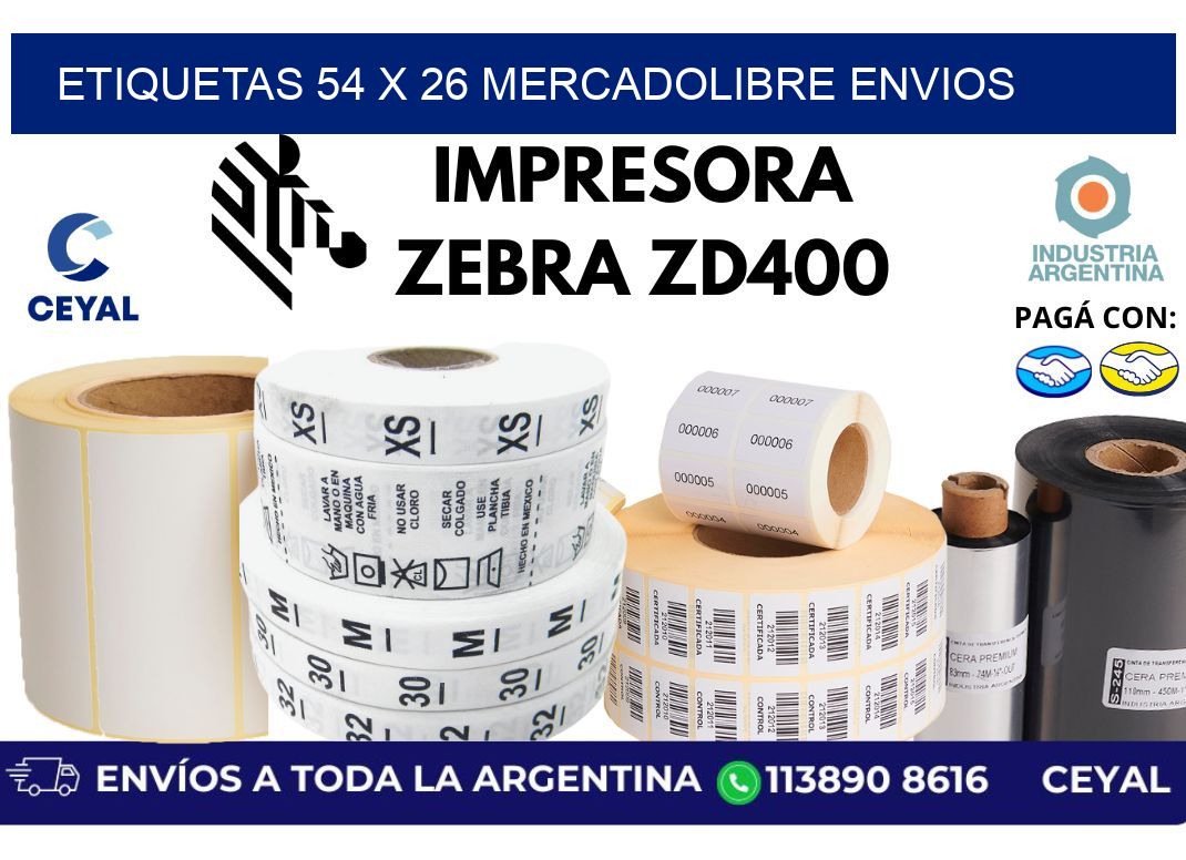 etiquetas 54 x 26 mercadolibre envios