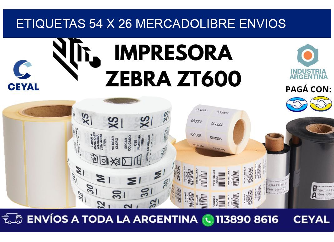 etiquetas 54 x 26 mercadolibre envios