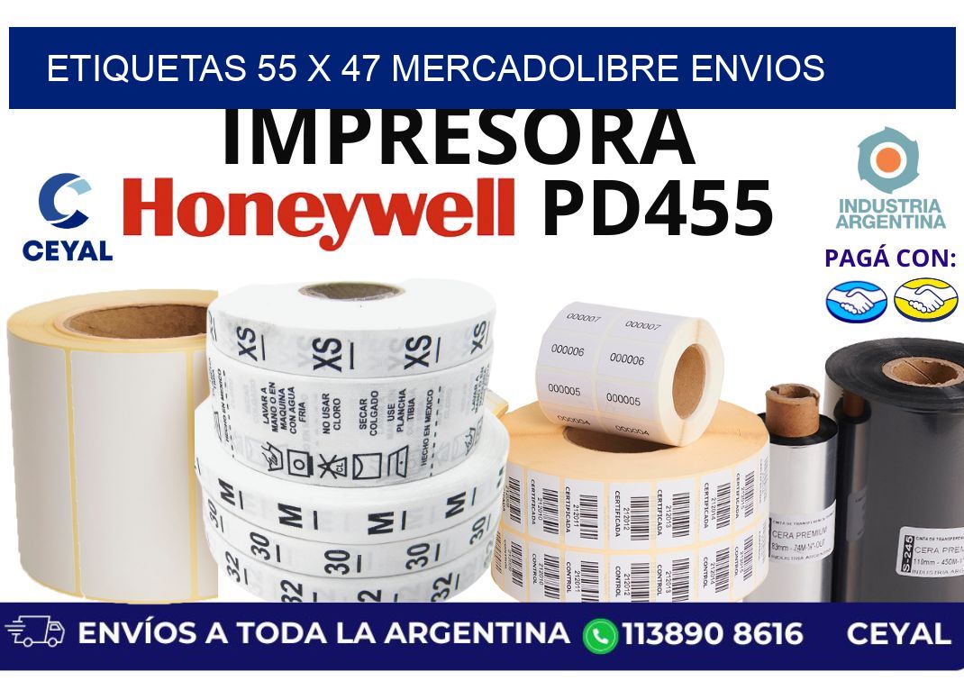 etiquetas 55 x 47 mercadolibre envios
