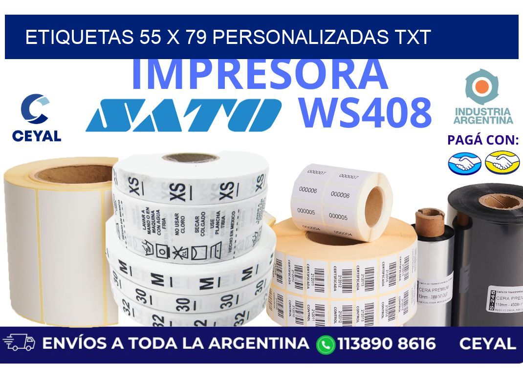 etiquetas 55 x 79 personalizadas txt
