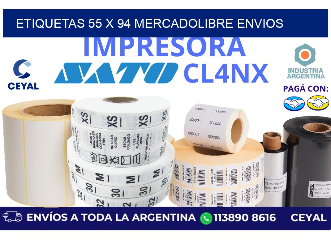 etiquetas 55 x 94 mercadolibre envios