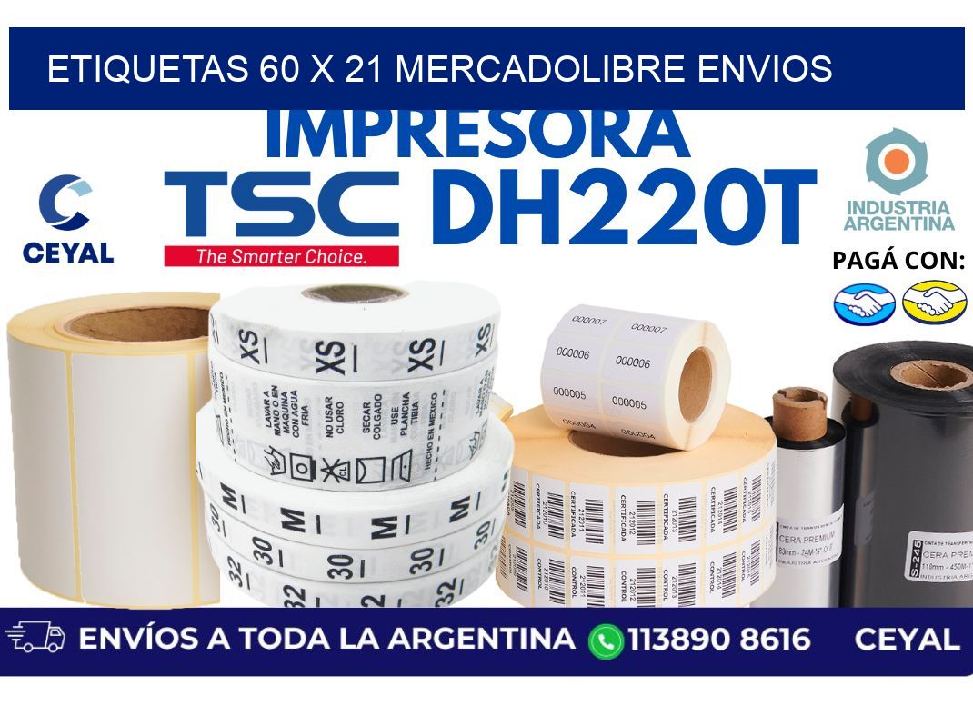 etiquetas 60 x 21 mercadolibre envios