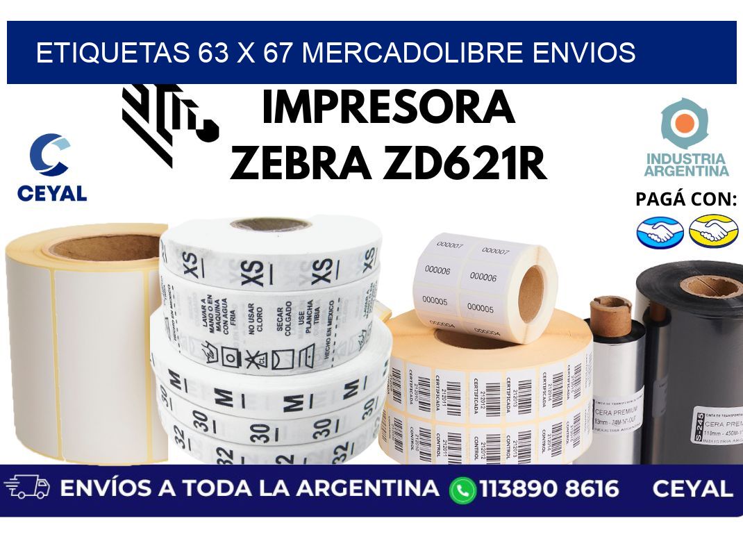 etiquetas 63 x 67 mercadolibre envios