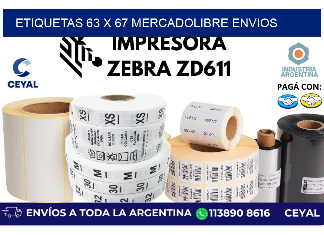 etiquetas 63 x 67 mercadolibre envios
