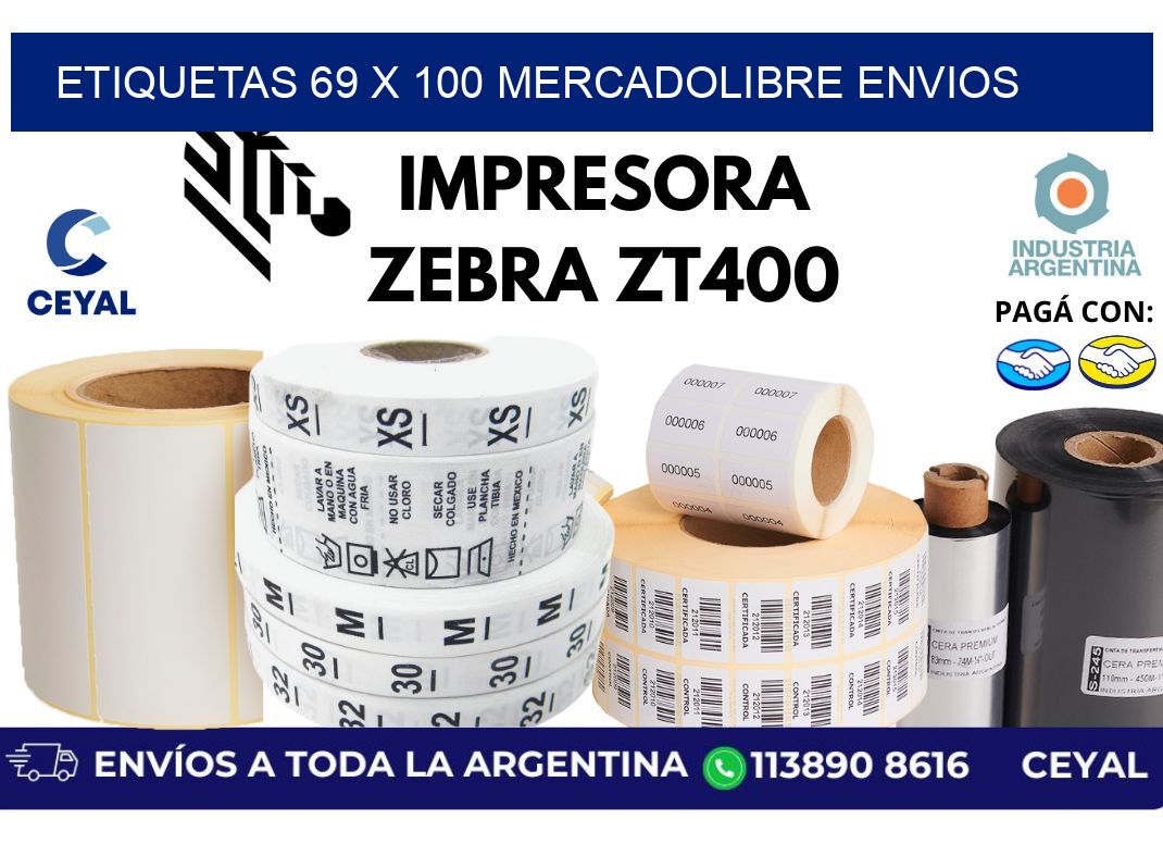 etiquetas 69 x 100 mercadolibre envios