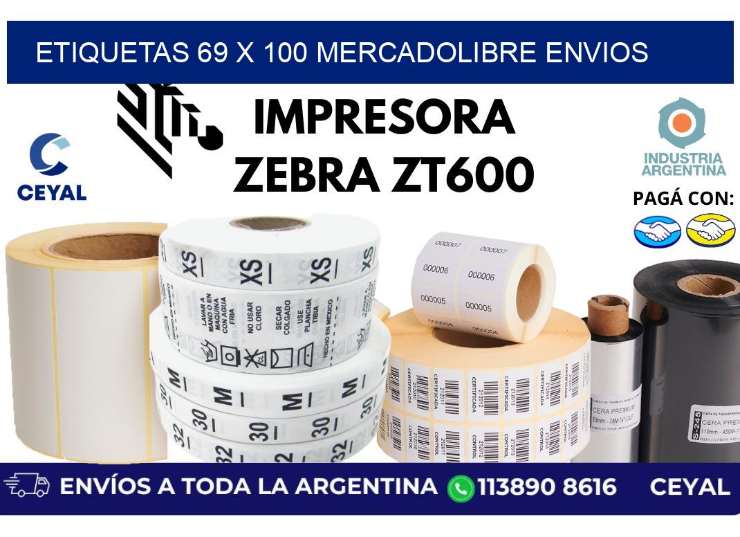 etiquetas 69 x 100 mercadolibre envios