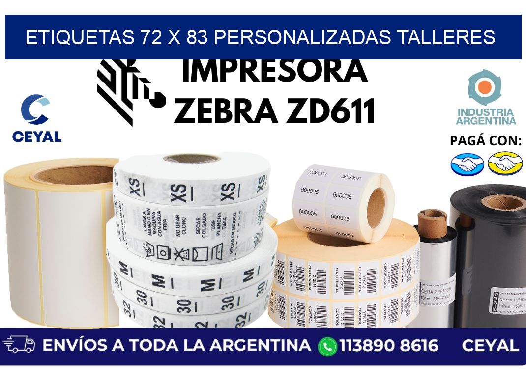 etiquetas 72 x 83 personalizadas talleres