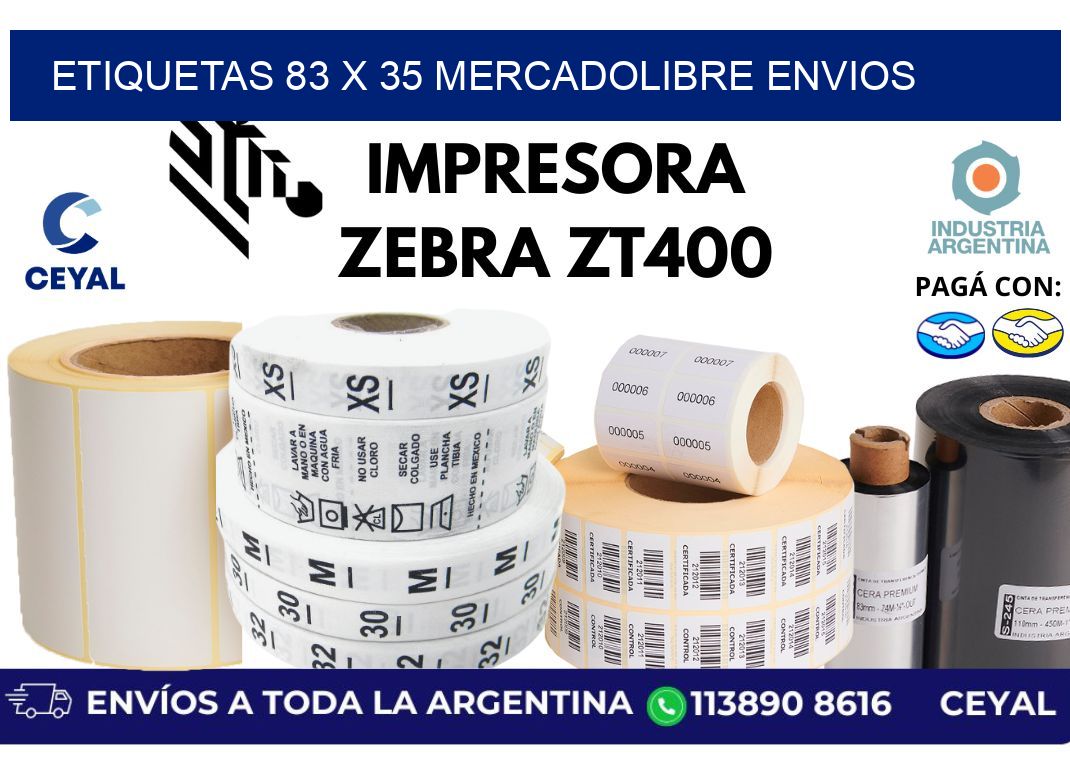 etiquetas 83 x 35 mercadolibre envios
