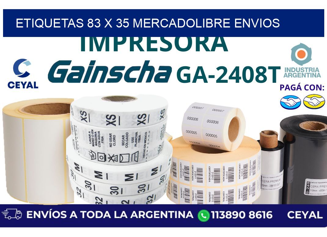 etiquetas 83 x 35 mercadolibre envios
