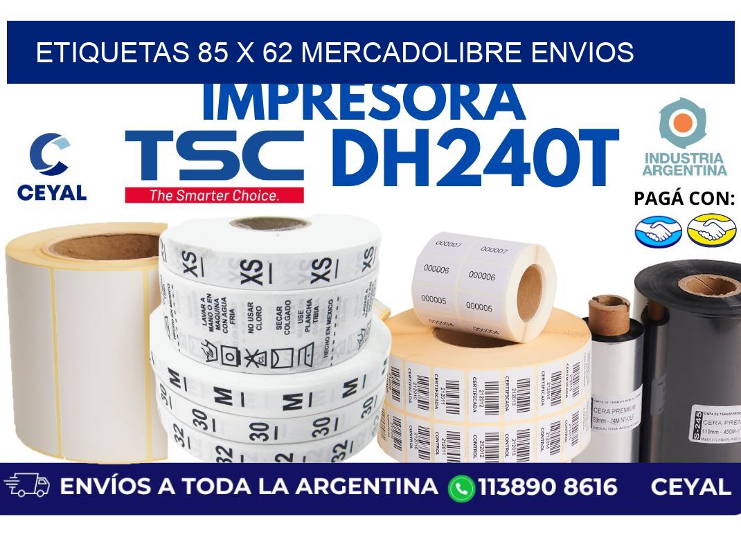 etiquetas 85 x 62 mercadolibre envios