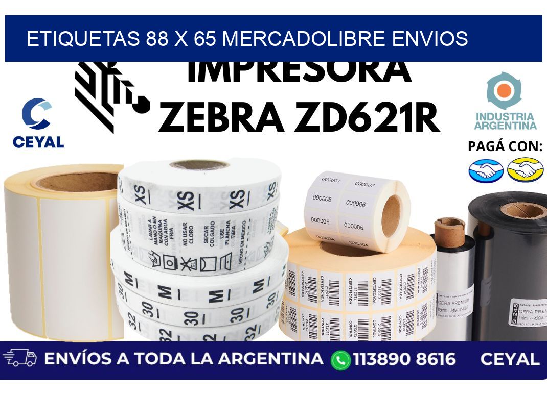 etiquetas 88 x 65 mercadolibre envios