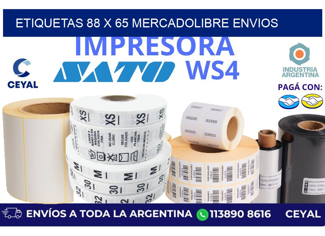 etiquetas 88 x 65 mercadolibre envios