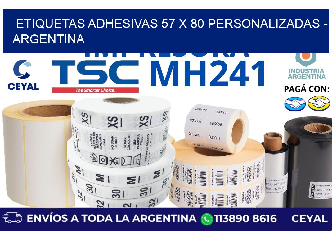 etiquetas adhesivas 57 x 80 personalizadas – Argentina