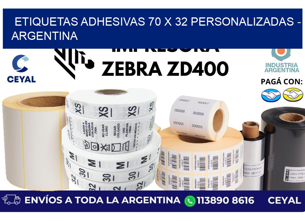 etiquetas adhesivas 70 x 32 personalizadas - Argentina