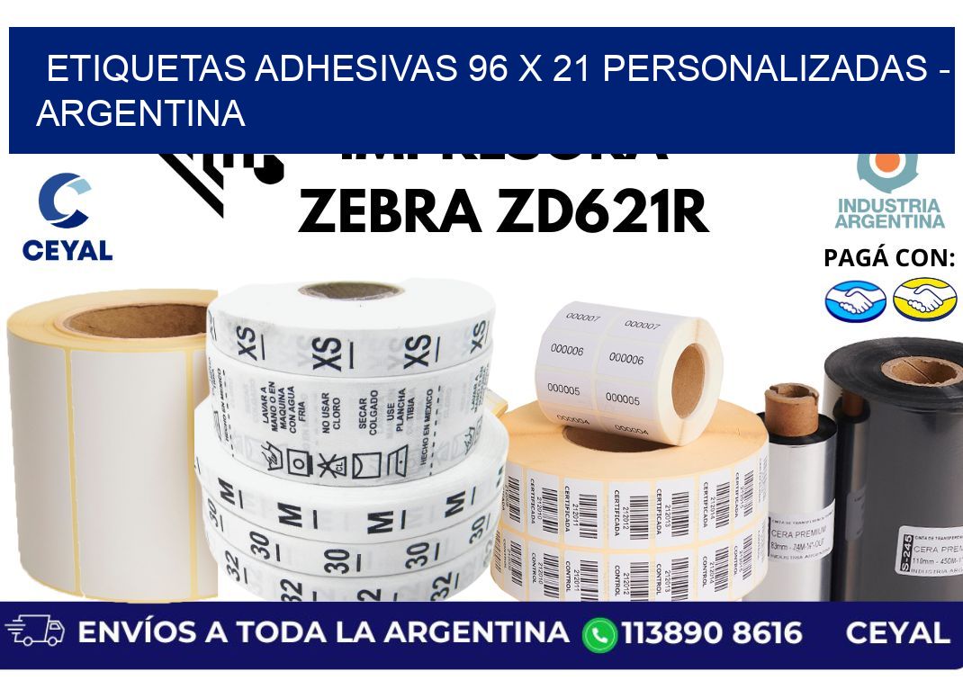 etiquetas adhesivas 96 x 21 personalizadas - Argentina