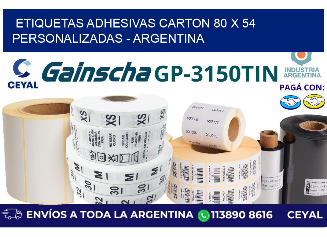 etiquetas adhesivas carton 80 x 54 personalizadas - Argentina