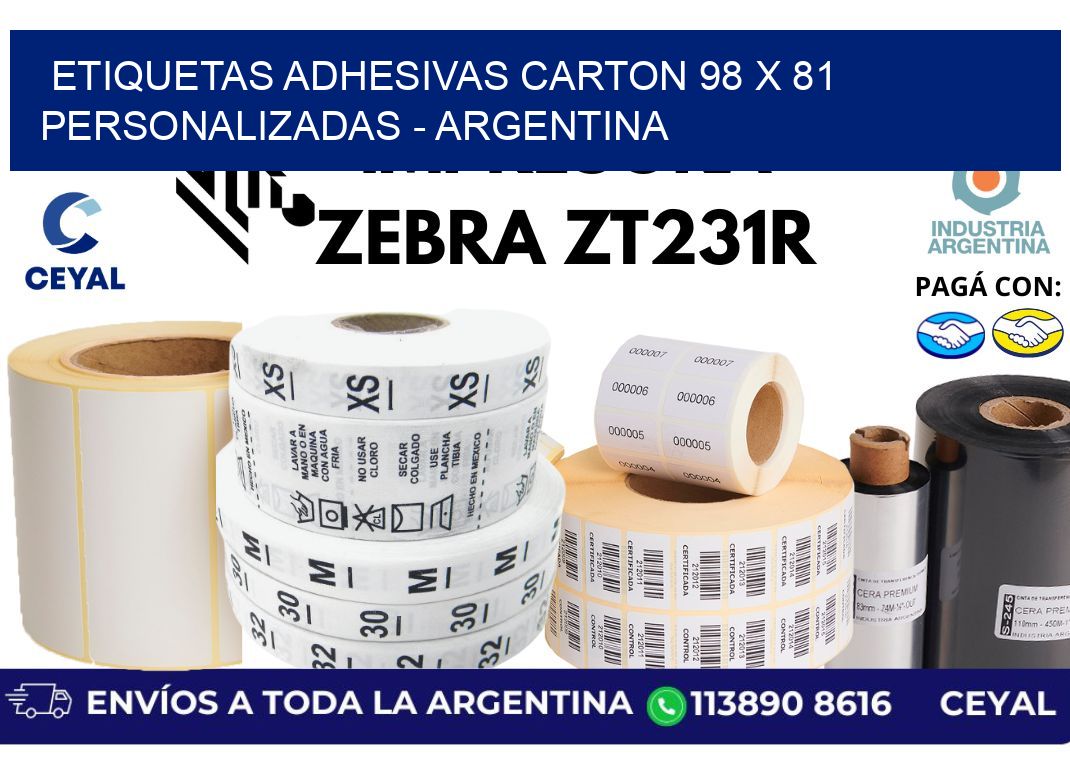 etiquetas adhesivas carton 98 x 81 personalizadas - Argentina