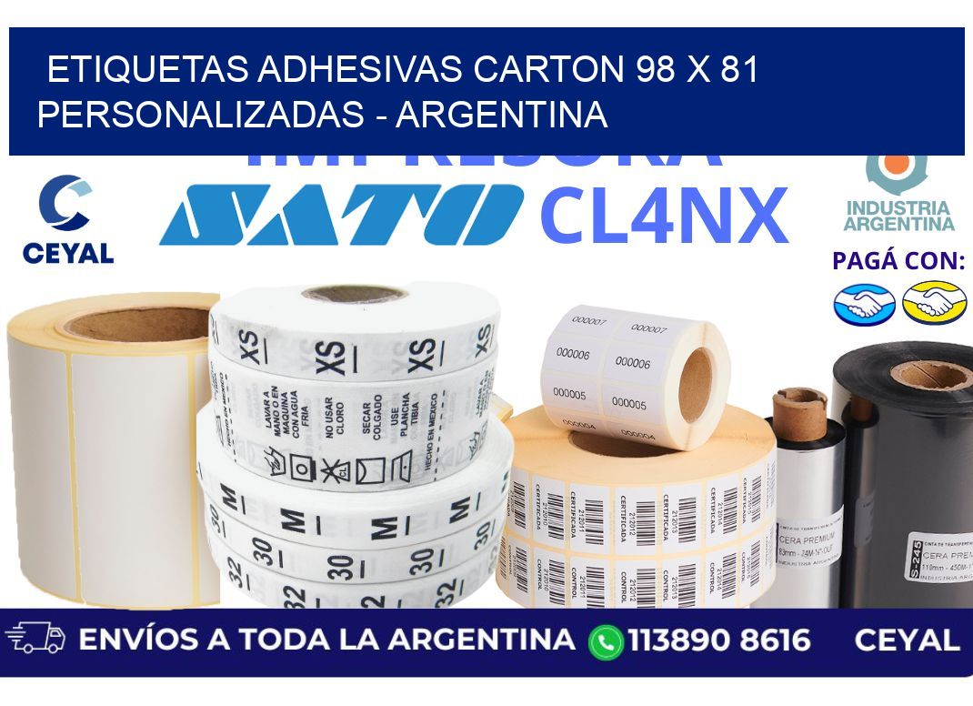 etiquetas adhesivas carton 98 x 81 personalizadas – Argentina