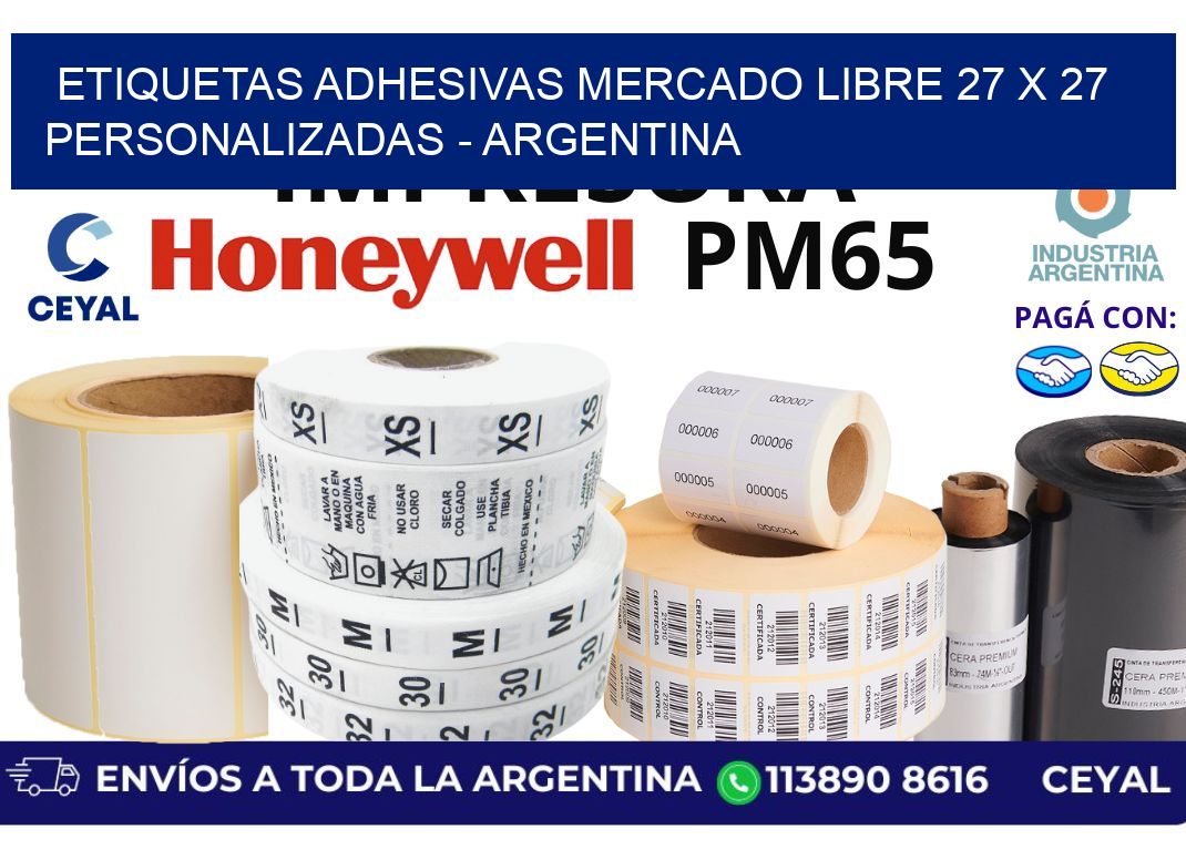 etiquetas adhesivas mercado libre 27 x 27 personalizadas - Argentina