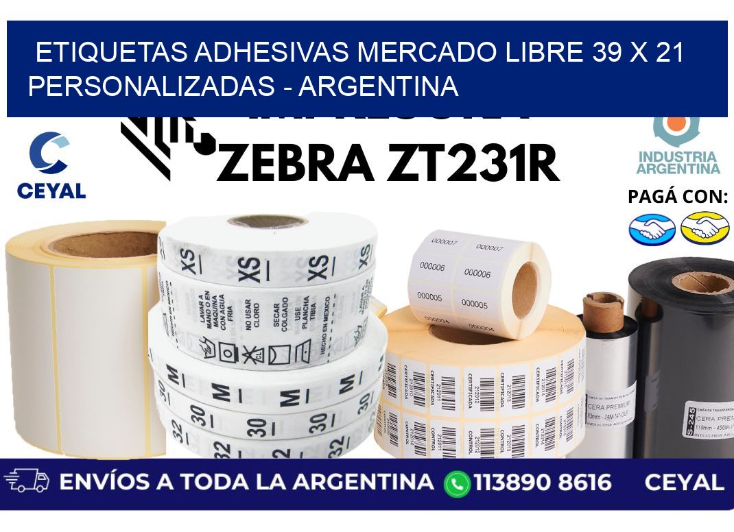 etiquetas adhesivas mercado libre 39 x 21 personalizadas – Argentina