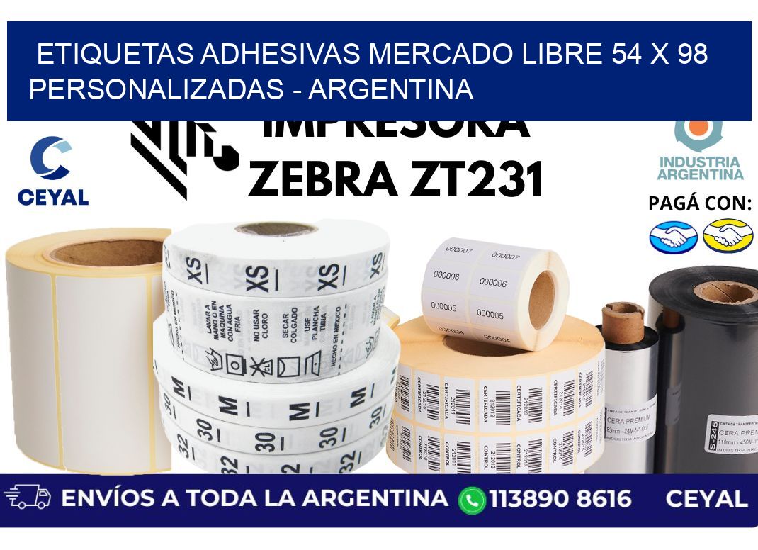 etiquetas adhesivas mercado libre 54 x 98 personalizadas - Argentina