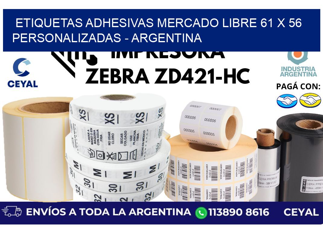 etiquetas adhesivas mercado libre 61 x 56 personalizadas - Argentina
