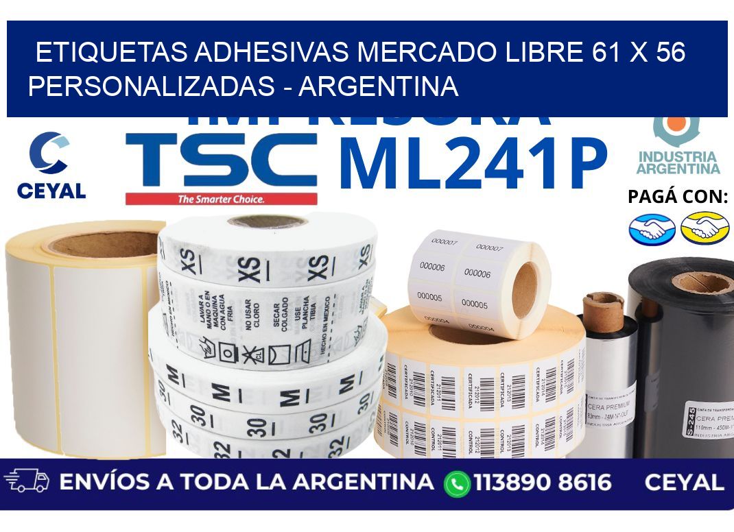 etiquetas adhesivas mercado libre 61 x 56 personalizadas – Argentina