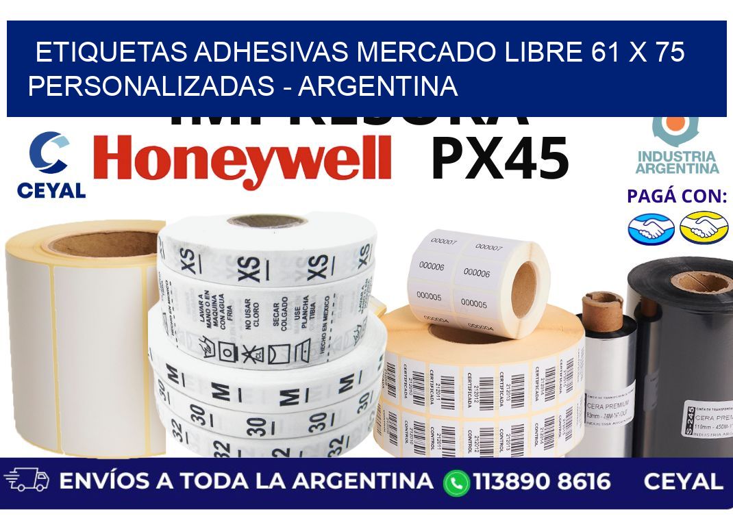 etiquetas adhesivas mercado libre 61 x 75 personalizadas - Argentina