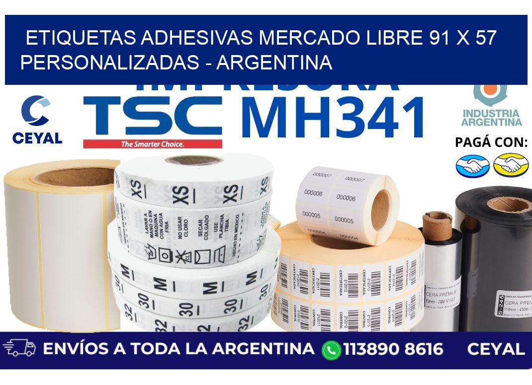 etiquetas adhesivas mercado libre 91 x 57 personalizadas – Argentina