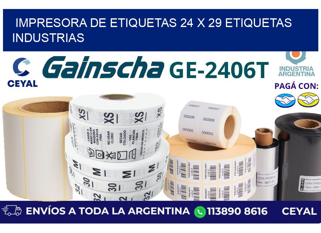 impresora de etiquetas 24 x 29 etiquetas industrias
