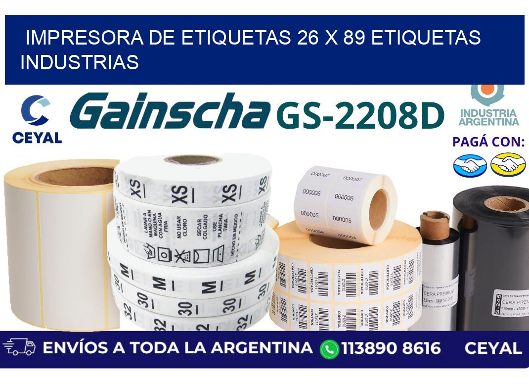 impresora de etiquetas 26 x 89 etiquetas industrias