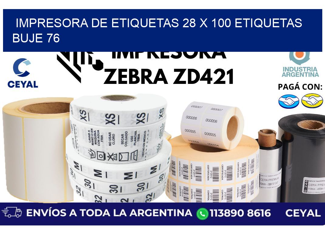 impresora de etiquetas 28 x 100 etiquetas buje 76