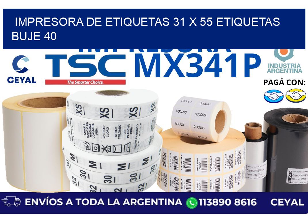 impresora de etiquetas 31 x 55 etiquetas buje 40