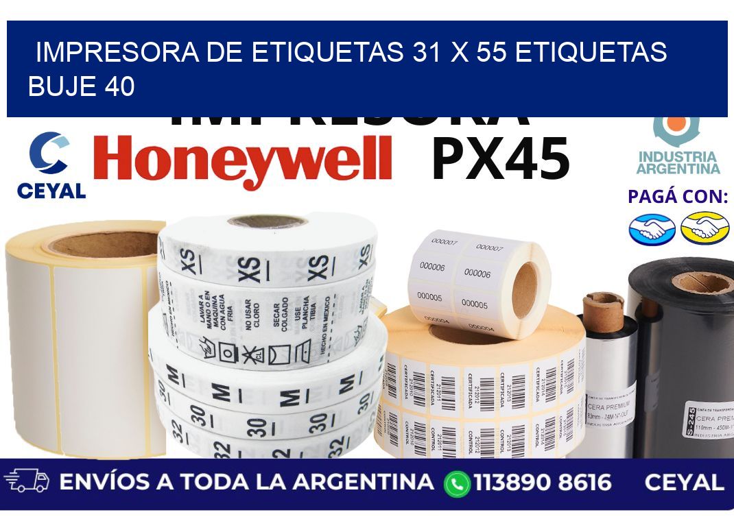 impresora de etiquetas 31 x 55 etiquetas buje 40