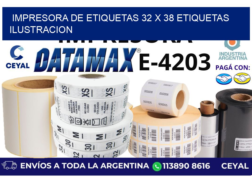 impresora de etiquetas 32 x 38 etiquetas ilustracion