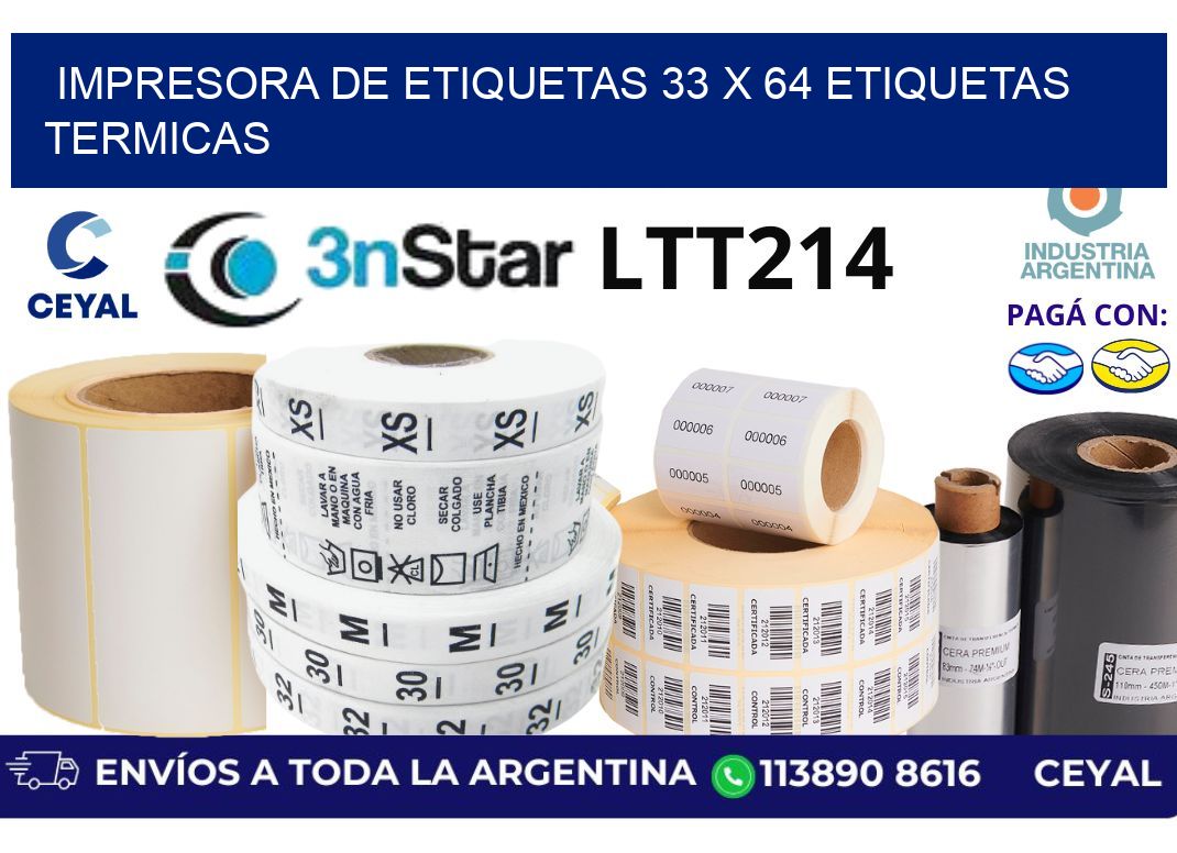 impresora de etiquetas 33 x 64 etiquetas termicas