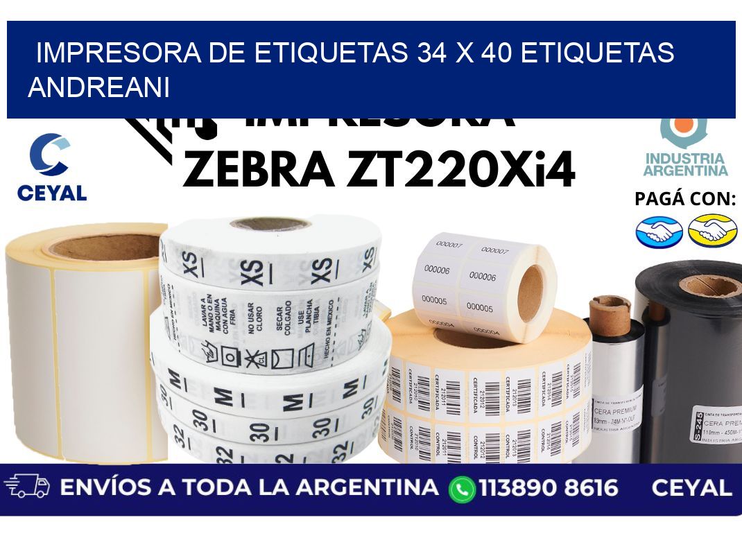 impresora de etiquetas 34 x 40 etiquetas andreani
