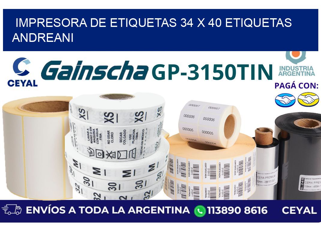 impresora de etiquetas 34 x 40 etiquetas andreani