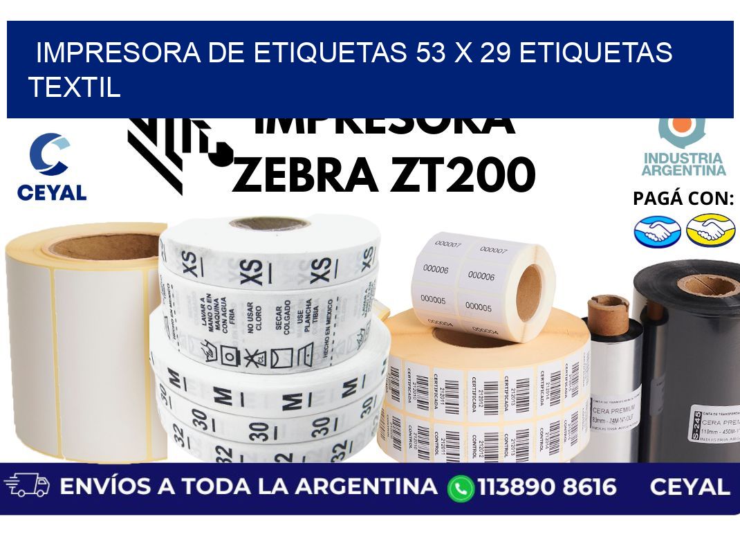 impresora de etiquetas 53 x 29 etiquetas textil
