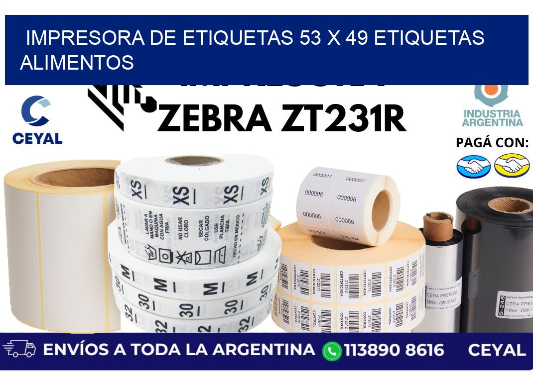 impresora de etiquetas 53 x 49 etiquetas alimentos