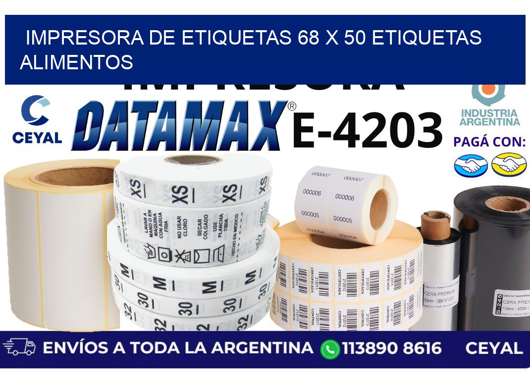 impresora de etiquetas 68 x 50 etiquetas alimentos