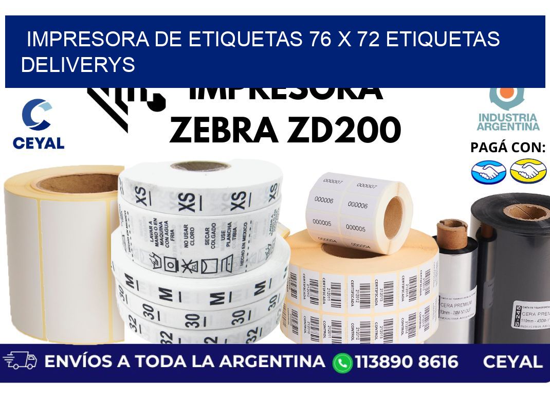 impresora de etiquetas 76 x 72 etiquetas deliverys
