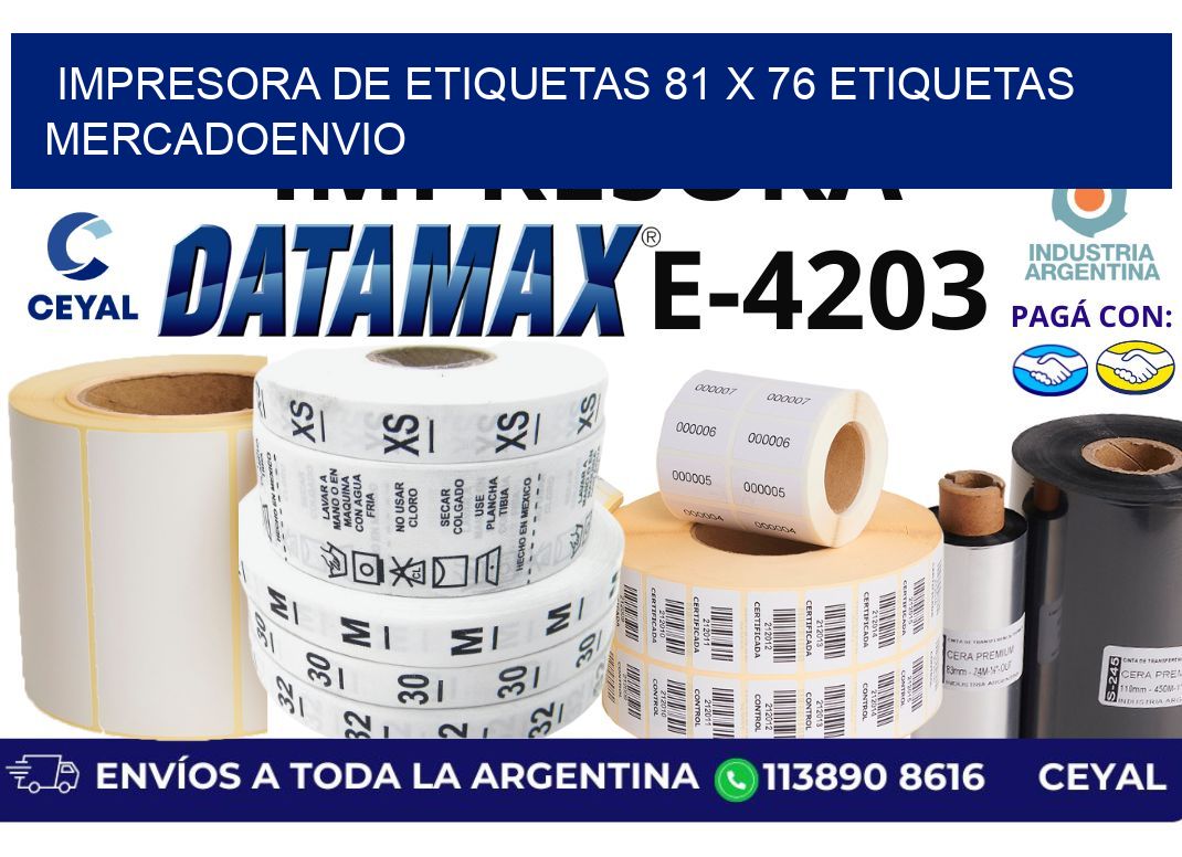 impresora de etiquetas 81 x 76 etiquetas mercadoenvio