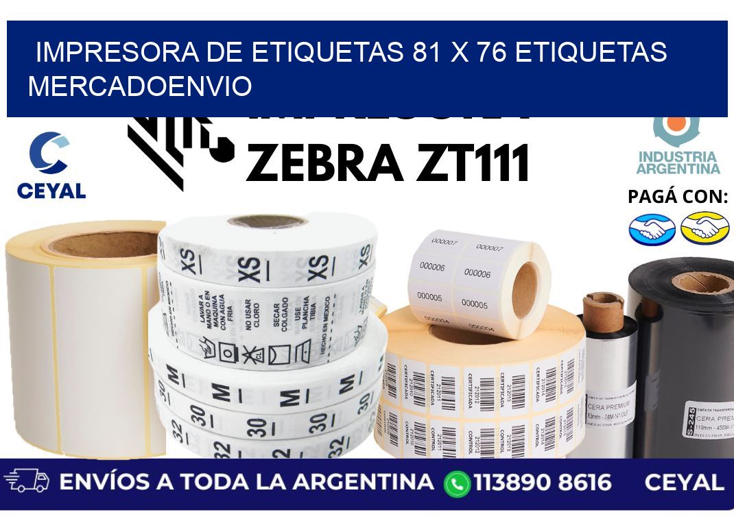impresora de etiquetas 81 x 76 etiquetas mercadoenvio