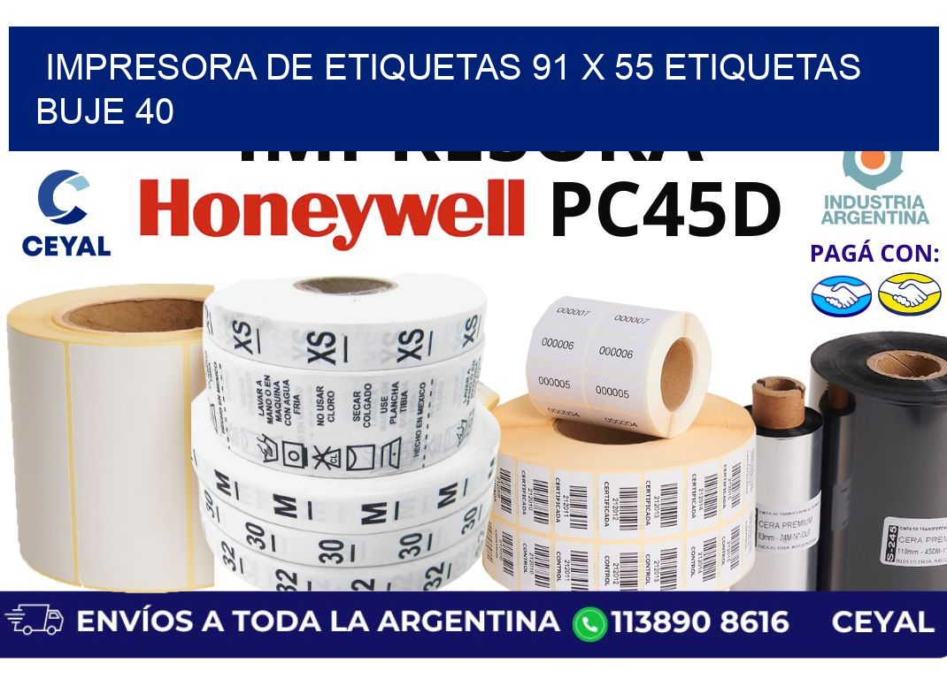 impresora de etiquetas 91 x 55 etiquetas buje 40