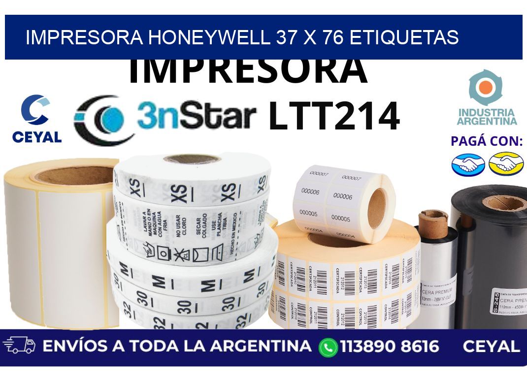 impresora honeywell 37 x 76 etiquetas